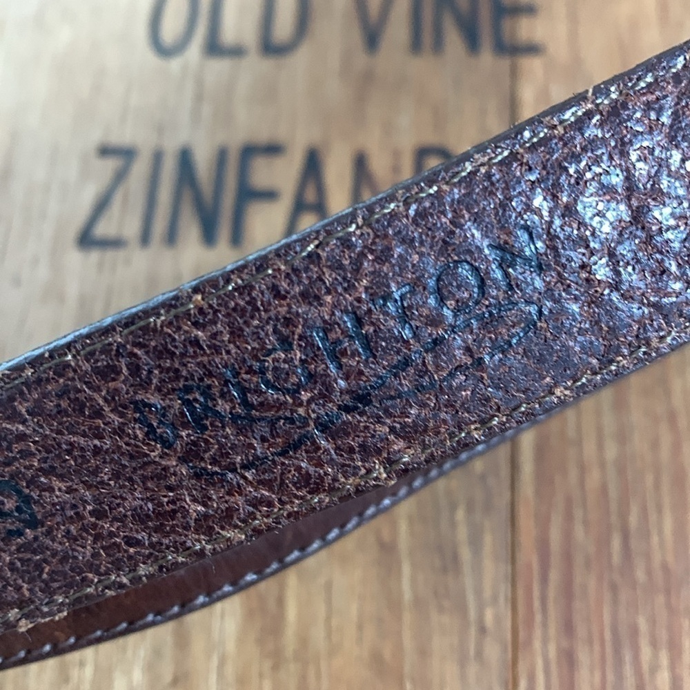 Brighton | Vintage 1995 Brown Leather Silver Celtic Knot Scroll Buckle Belt L - Picture 11 of 14